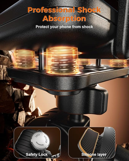 SUPERONE Motorcycle Phone Mount Holder, [Dual Vibration Dampener] Bike Phone Holder Handlebar Clamp, [Camera Friendly] Bicycle Scooter Phone Clip, Compatible with iPhone, Samsung, All Cell Phone