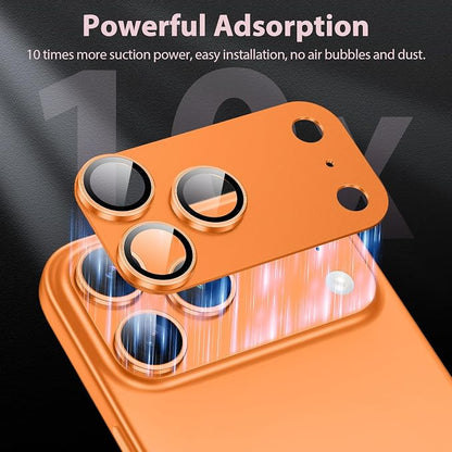 for iPhone 17 Pro Max Camera Lens Protector [Anti-Scratch] [Ultra HD Clear] [Strong Adhesion] Metal Aluminum Alloy Tempered Glass Camera Screen Cover(Cosmic Orange)