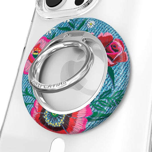 VELVET CAVIAR Compatible with MagSafe Phone Grip 2.0 | Cute Magnetic Ring Holder | Finger Loop Kickstand | Pop On Accessory for iPhone 17, 16, 15, 14, 13, 12 | Groovy Floral