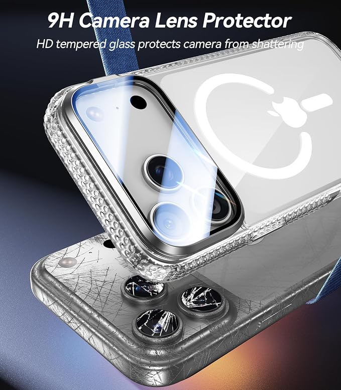 [Upgraded Full Camera Protection] for iPhone 17 Pro Case with Camera Cover Stand [Fit for MagSafe][10FT Mil-Grade Protection] Transparent Magnetic iPhone 17 Pro Phone Case, Clear