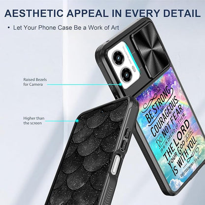 for Motorola Moto G 5G 2024 Case with Rainbow Bible Verses, Metal Slide Camera Cover, Screen Protector, Anti-Peeping Privacy Safeguard, Camera Lens Protector Phone Case for Moto G 5G 2024
