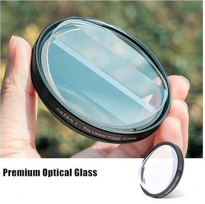 GREEN.L 67mm Motion Blur & Ghost Effect Filter — 360° Rotatable Bilateral Prism for Creative Photos & Videos, Premium Optical Glass with Case & Cloth
