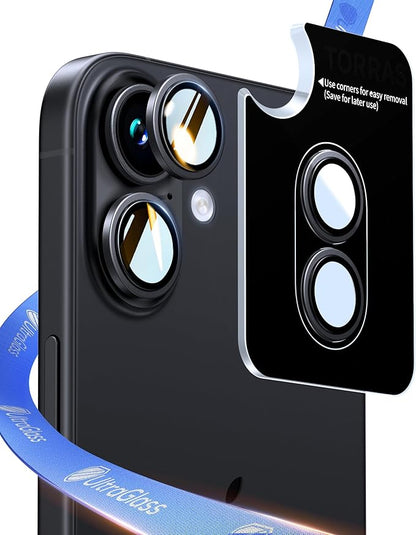 UltraGlass UNBREAK TOP 9H+ Glass for iPhone 17 Camera Lens Protector [NO.1 Military Grade Shatterproof] Camera Protector 17 Lens Screen Cover, Longest Durable, Black