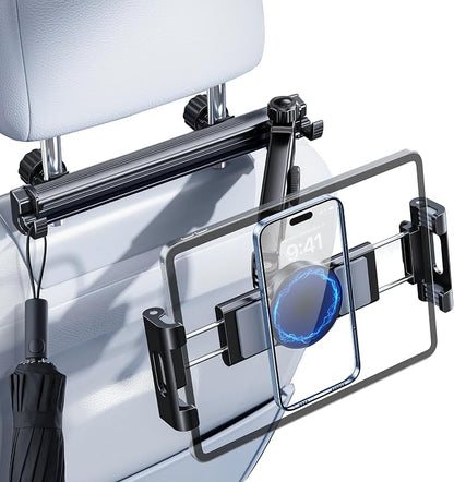 Car Tablet Headrest Holder,[3 in 1 Long Arm + Two Hook ] iPad Car Mount for Back Seat,Car Accessories Backseat Road Trip Essentials for Kids,for 4-13" Devices,iPad Pro,Air,Mini,Galaxy,Switch
