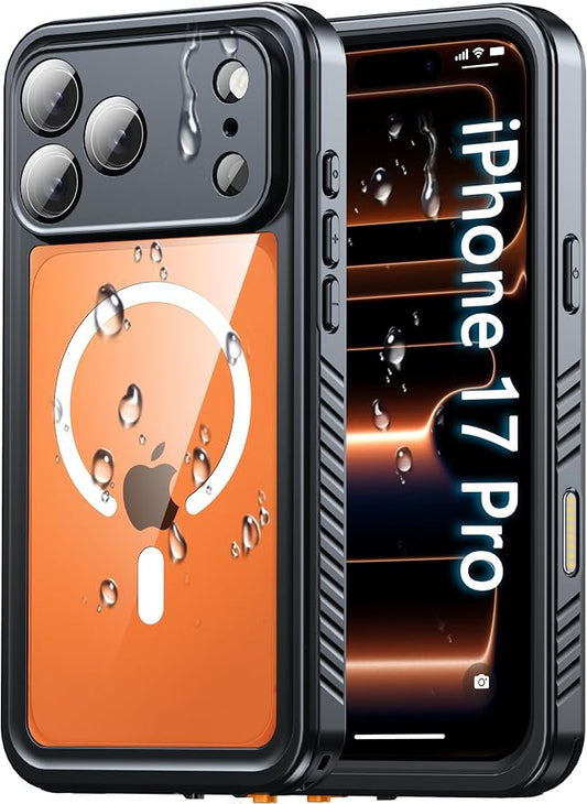 Oterkin Waterproof Case for iPhone 17 Pro Case Compatible with MagSafe, Full Body Rugged iPhone 17 Pro Phone Case with Built-in HD Screen & Lens Protector [15FT Military] iPhone 17Pro Case (Black)