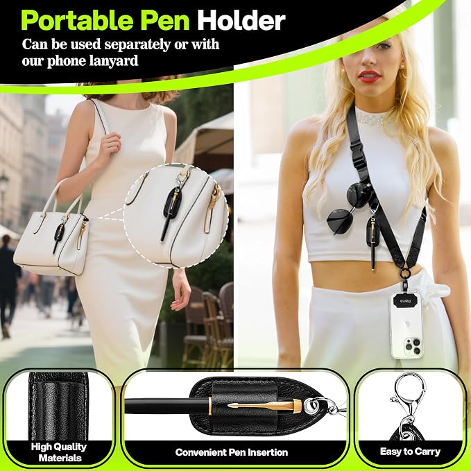 Azrra Adjustable Crossbody Cell Phone Lanyard for iPhone with Phone Tethers & Detachable Pen Holder