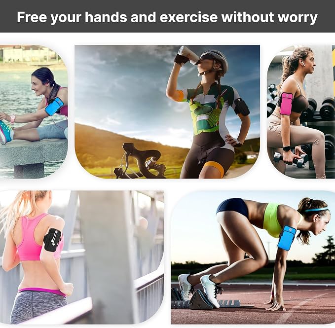 Running Armband, Adjustable Sports Band for Jogging, iPhone Workout Armband, Cell Pouch for Exercise Men Women (Rose red)