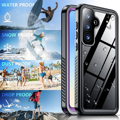 SPIDERCASE Designed for Samsung Galaxy S25 FE Case Waterproof,Built-in Screen & Camera Lens Protector[IP68 Underwater][Military Grade Shockproof] Full Body Protection Phone Case,Purple/Clear