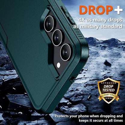 SPIDERCASE Designed for Samsung Galaxy S23 Case, [10 FT Military Grade Drop Protection], 2 Pack [Tempered Glass Screen Protector+Camera Lens Protector] Heavy Duty Shockproof Case, Dark Green