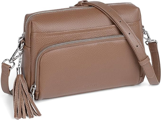 befen Genuine Leather Crossbody Purses for Women Small Crossbody Bags Purse with Built in RFID Blocking Wallet