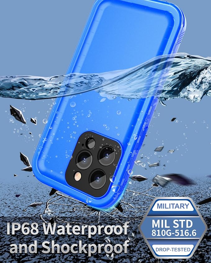 SPORTLINK Compatible with iPhone 13 Pro Waterproof Shockproof Case with Built in Screen Protector - Full Body Heavy Duty Dustproof Rugged 360° Full Sealed Protective Cover 6.1 Inch (Blue)