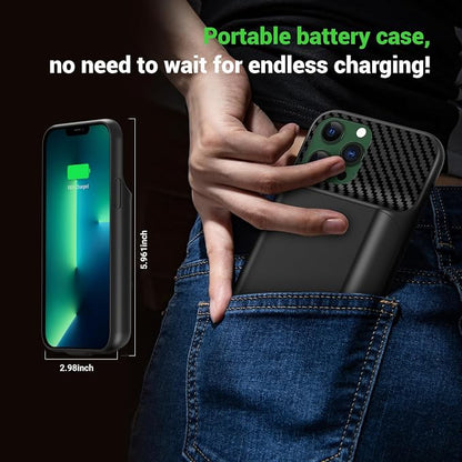 13800mAh High Capacity Battery Case for iPhone 14, for iPhone 13, 13 Pro (6.1 inch), 2026 Upgraded Battery Pack Rechargeable Charger External Charging Case w/Tempered Glass Screen Protector Black