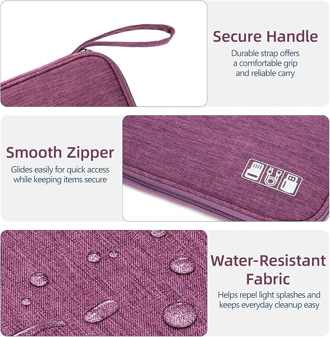 Cord Organizer Travel Case, Cable Organizer Bag for Chargers, USB Cables, Power Bank & Electronics Accessories, Portable Tech Organizer Pouch with Mesh Pockets, Water Resistant Travel Gear Bag