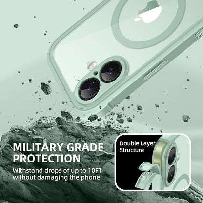 BERFY for iPhone 17 Case, Compatible with MagSafe, Built-in Privacy Screen Protector, Camera Protection, Shockproof Full Body Phone Case 6.3", Clear Green