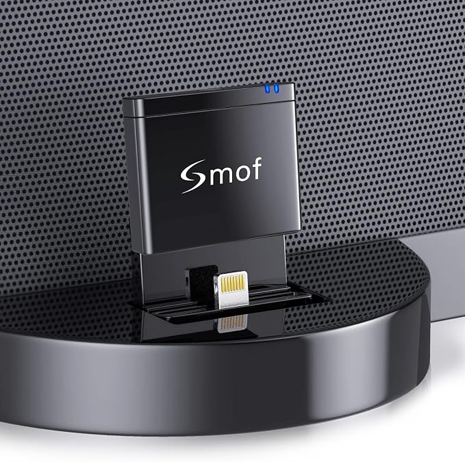 Smof 8 Pin Bluetooth Adapter Receiver Only for Bose Sounddock III/XT, Philips DS1155B/93, Philips AJ7260D/93, JBL MS302GM, Yamaha TSX-14, iHome IPL8BN, Zeppelin Air C Bowers Wilkons, RSR DS406BT