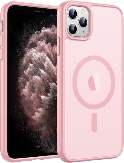 FNTCASE for iPhone 11 Pro Case: [Compatible with Magsafe] Translucent Matte Magnetic Phone Cover - Military Grade Drop Protection Shockproof Protective for iPhone 11Pro 2019 Cases - LightPink