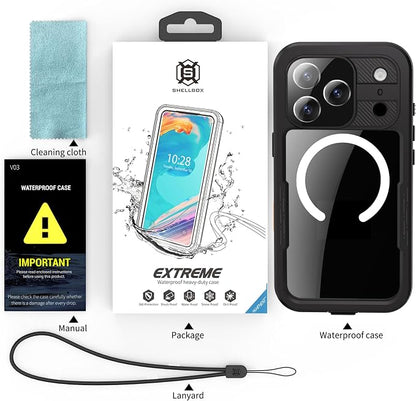 Losin Compatible with iPhone 17 Pro Waterproof Case, [Compatible with MagSafe] [Built-in Screen Protector], Full Body Protection Military Grade Shockproof Case, Black
