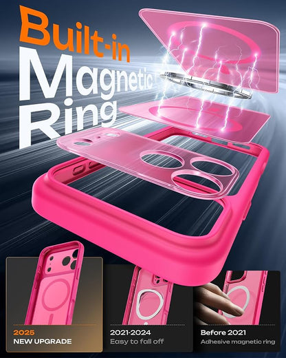 TOCOL for iPhone 17 Pro Case, Compatible with Magsafe Charger, Full Camera Protection, Translucent Matte Phone Case for 17 Pro 6.3 inch (Hot Pink)