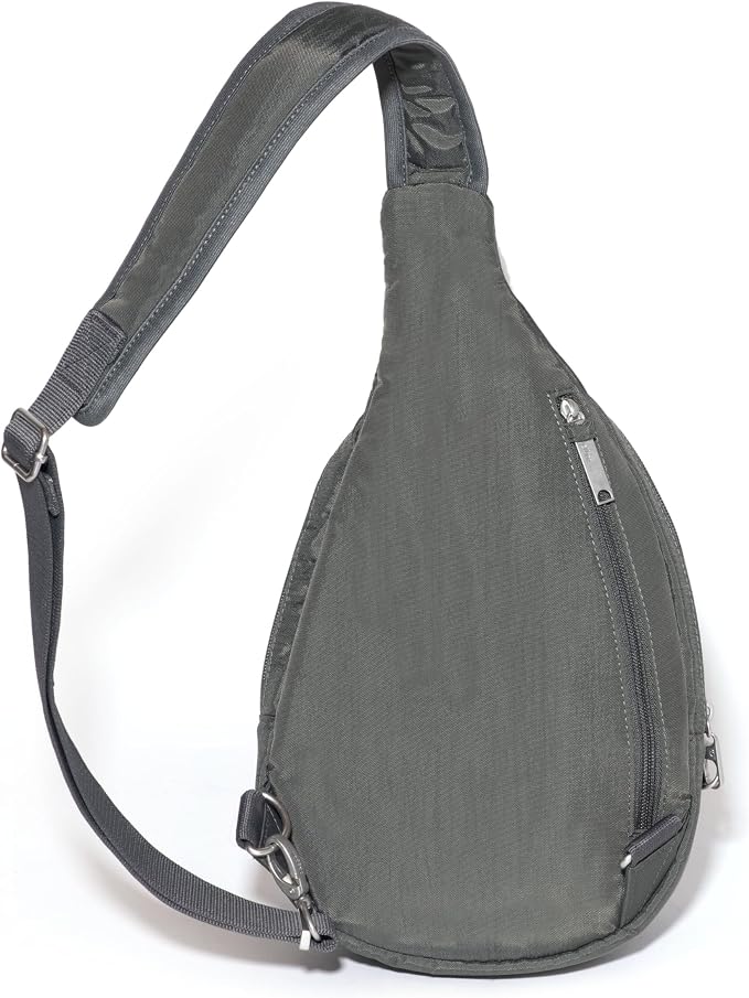 Baggallini Securtex® Anti-Theft Multi Zip Sling - Lightweight 8.6"x15.2" Travel Bag with Locking Zippers & RFID Protection