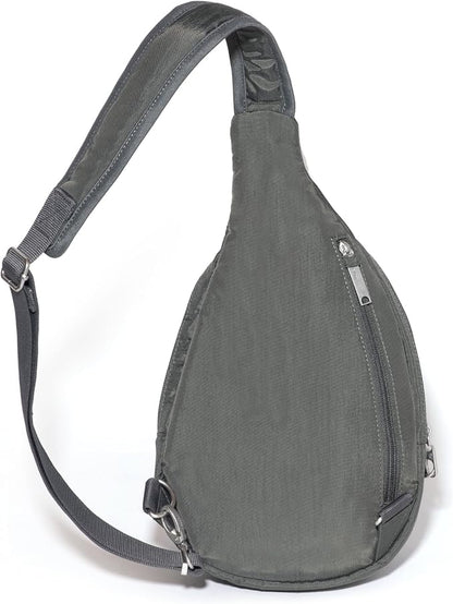 Baggallini Securtex® Anti-Theft Multi Zip Sling - Lightweight 8.6"x15.2" Travel Bag with Locking Zippers & RFID Protection