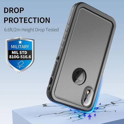 SPORTLINK for iPhone XR Waterproof Phone Case, Built in Shockproof Dustproof Screen Protector, Full Body Military Rugged Cover Protective, Heavy Duty, Dropproof IP68 Underwater for iPhone XR 6.1 Black