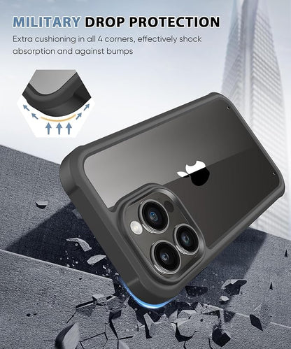 Compatible with iPhone 15 Pro Max Case, Built-in Screen Protector, with Camera Lens Protector, Anti-Yellowing Full Body Phone Case, Shockproof Protective Cover for 15 ProMax 6.7" (Black)