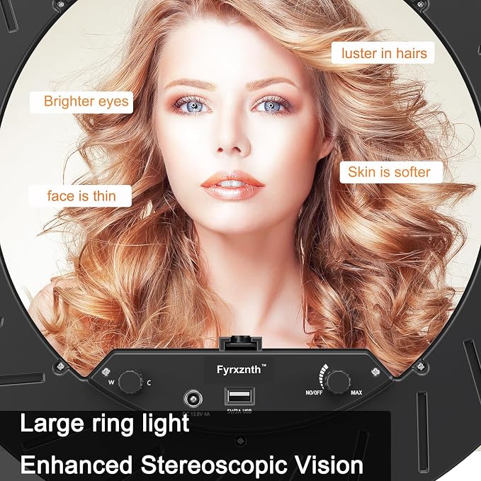 Ring Light 18" with Stand, 55w 6700K LED Light,63" Tripod,Multi-Angle Adjustable Phone Stand, for iPhone and Android Phones, CRI95, Suitable for YouTube, TikTok, Selfies (Black, 18")