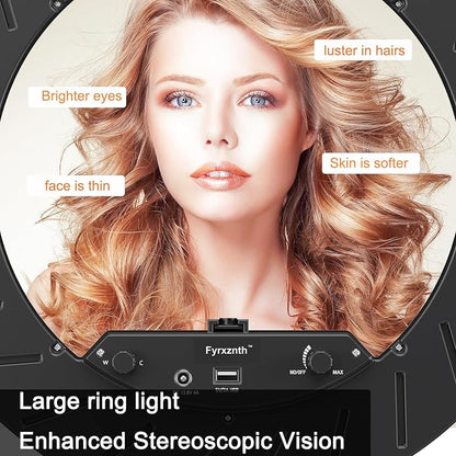 Ring Light 18" with Stand, 55w 6700K LED Light,63" Tripod,Multi-Angle Adjustable Phone Stand, for iPhone and Android Phones, CRI95, Suitable for YouTube, TikTok, Selfies (Black, 18")