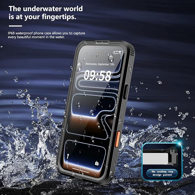 GOLDJU 2025 New Magnetic for iPhone 17 Pro Max Case-Waterproof, Built-in Screen & Camera Protector-IP68 Underwater Full Body 16FT Military Dropproof Shockproof Case for 17 Pro Max 6.9''-Black