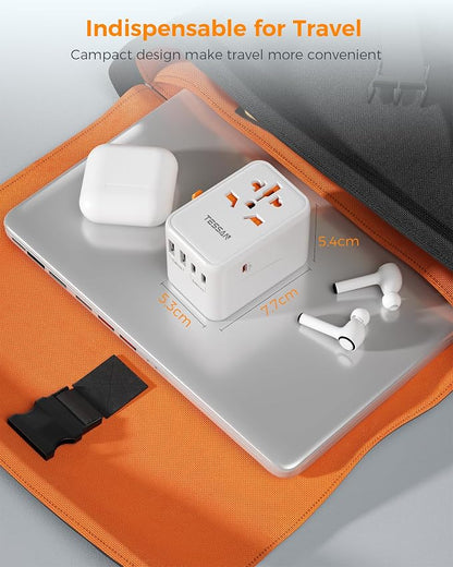 TESSAN Universal Travel Adapter, GaN 65W | 3 USB C Ports, 2 USB A Ports, Type C/G/A/I, European USA UK Australia Ireland