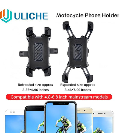 Motorcycle Rearview Mirror Phone Holder, Quick Release Motorbike Universal Phone Mount for Motorcycle Scooter Moped Rear View Mirror Phone Mount for 4.5-6.8 inch Cell Phone