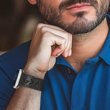 God is Greater Than the Highs and Lows Watch Band Compatible with Apple Watch Laser Engraved iWatch Band Silicone 38mm - 49mm Strap Jesus Psalm Christian God Blessed (42/44/45/46/49mm M/L, Black)