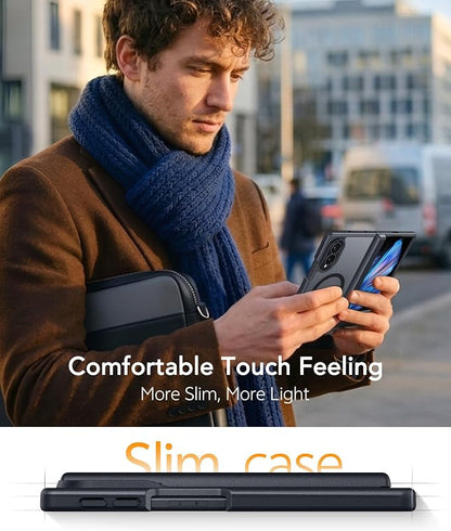 FNTCASE for Samsung Galaxy Z Fold 8 Case, Fit for Magsafe, Hinge Protection | Screen Protector, Translucent Matte Magnetic Back, 18FT Military Grade Drop Proof, Protective Phone Cover, Black