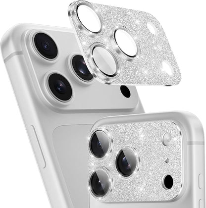 imluckies Compatible with iPhone 17 Pro Camera Lens Protector Bling, Ultra HD Tempered Glass Shiny Diamond Camera Plate Sparkle Screen Protection, 9H Anti-Scratch & Easy Install, Glitter Sliver