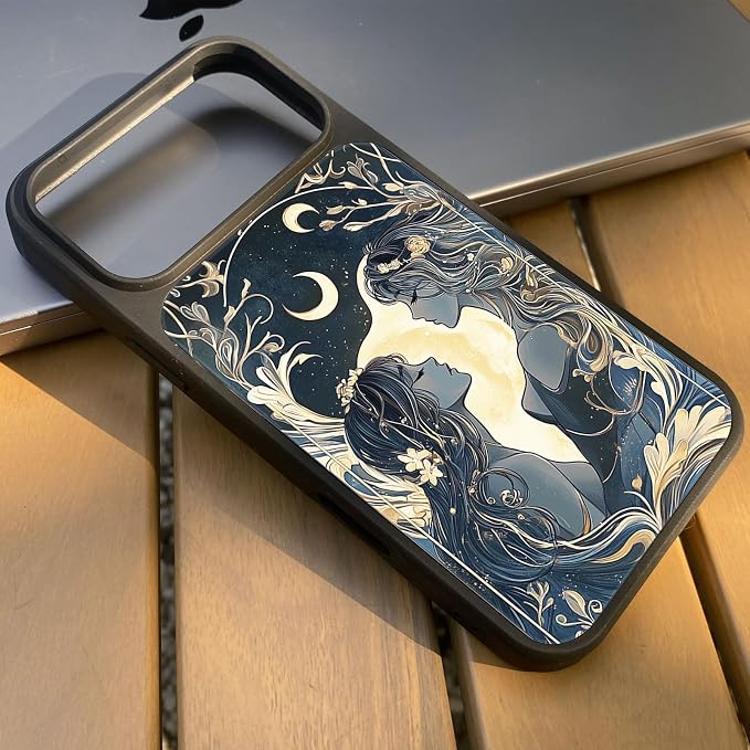 Constellation Series - Gemini Designs Magnetic for iPhone 17 pro max Case, Tarot Style Model Glass Phone Cover, Compatible with Magsafe - fits iPhone 17 pro max Case for Women