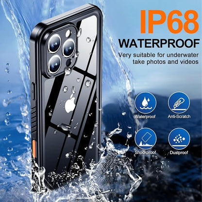 MOZOTER for iPhone 16 Pro Max Case Waterproof,[IPX8 Underwater Case][Full Body Shockproof & Military Dropproof] Clear Sound Quality Built-in Screen Protector for iPhone 16 Pro Max 6.9 inch-Black