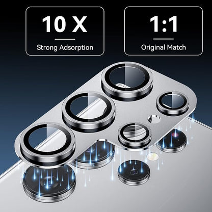 for Samsung Galaxy S24 Ultra Camera Lens Protector, [Full Protection] [Powerful Strength Adsorption] Matte Alloy Metal Ring Glass Camera Screen Protector for Galaxy S24 Ultra,Silver