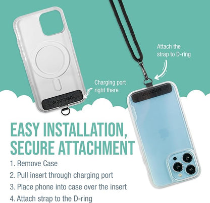 Smartish Phone Lanyard - Case Clinger - Universal iPhone Holder w/Detachable Crossbody Shoulder Neck Strap Gift for Women/Girls for Phone Cases iPhone, Galaxy, Pixel- Adjustable Black Rope Strap