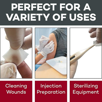 Dealmed Alcohol Prep Pads – 100 Count Large Latex-Free Gamma Sterilized Antiseptic Wipes, Wound Care Products for First Aid Kits, Home, and Medical Facilities (Pack of 2)
