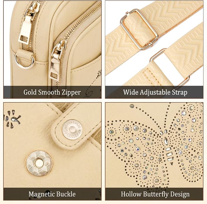 KITEVIUN Crossbody Bags for Women Leather Crossbody Purse Small Shoulder Phone Purse with Adjustable Strap & RFID Card Slots