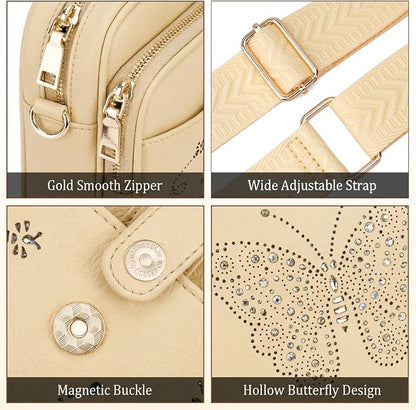 KITEVIUN Crossbody Bags for Women Leather Crossbody Purse Small Shoulder Phone Purse with Adjustable Strap & RFID Card Slots