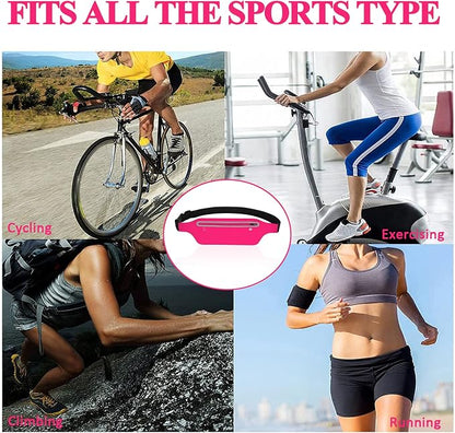 Fanny Packs for Women,Waterproof Fanny Pack for Men,Adjustable Running Belt Waist Pack Slim Expandable Pocket Belt,iPhone Running Holder Cell Phone Elastic Waist Pouch Bag for Galaxy Pink