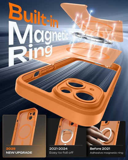 TOCOL for Phone 14 Case, Compatible with Magsafe Charger, Full Camera Protection, Drop Protection, Translucent Matte Phone Case for iPhone 14 6.1 inch (Orange)