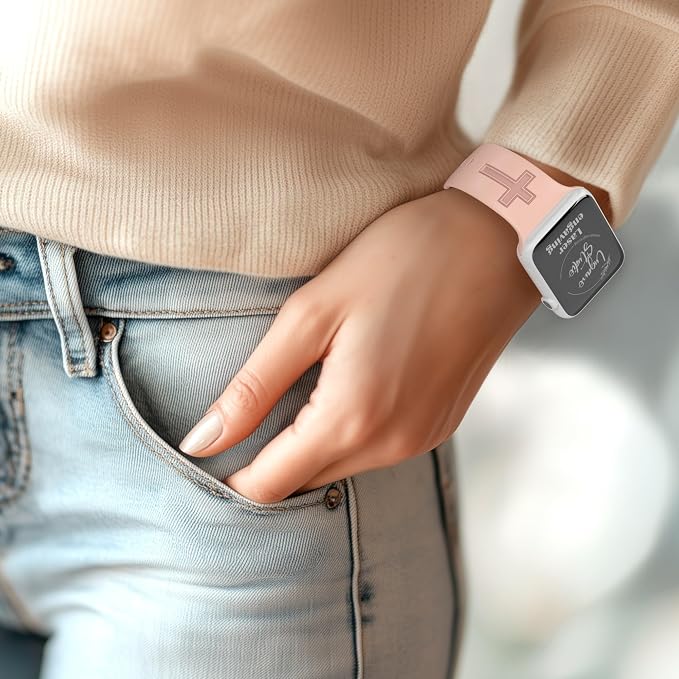 The LORD is my Shepherd Watch Band compatible with Apple Watch Laser Engraved iWatch Band Silicone 38mm 40mm 41mm 42mm 44mm 45mm 49mm Strap Jesus Psalm Christian God (38/40/41mm M/L, Pink Sand)