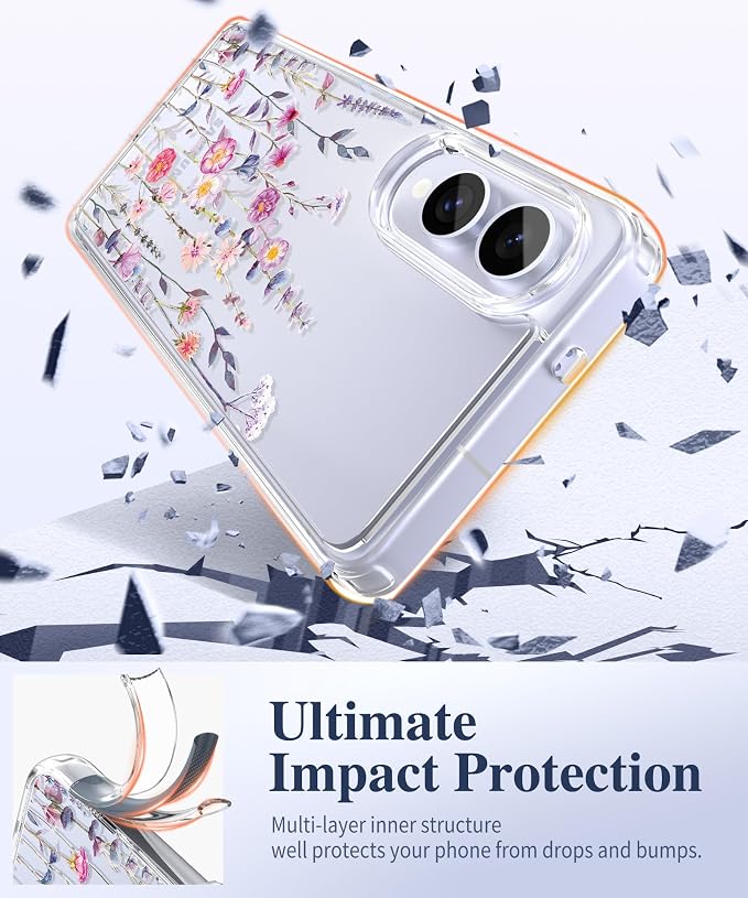 GVIEWIN for Samsung Galaxy S25 Edge Case, Clear Floral Shockproof Protective Women Phone Case, Non-Yellowing, Screen&Camera Lens Protector for Galaxy S25 Edge 6.7",Floratopia/Colorful