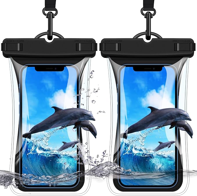 Waterproof Phone Pouch [2 Pack][Super Buoyant] Floating IPX8 Waterproof Phone Case Beach Cruise Ship Travel Essentials Cellphone Dry Bag for iPhone 17 16 15 14 13 12 Pro XS XR X Up to 6.9''