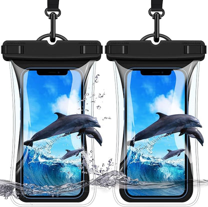 Waterproof Phone Pouch [2 Pack][Super Buoyant] Floating IPX8 Waterproof Phone Case Beach Cruise Ship Travel Essentials Cellphone Dry Bag for iPhone 17 16 15 14 13 12 Pro XS XR X Up to 6.9''