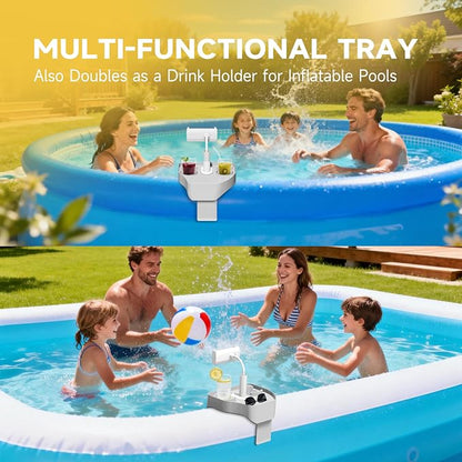 POOLCOMFT Hot Tub Table Tray with Adjustable Phone Holder, 2 Cup Holders, Hot Tub Accessories, Perfect for Outdoor Inflatable Hot Tub & Pool, Unique Gifts for Women, Mom(Scented Candle & Card)