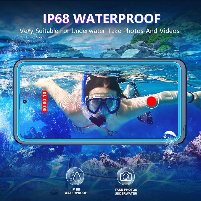 Temdan Designed for Samsung Galaxy S26 Ultra Case Waterproof, Built-in Lens & Screen Protector Military Grade Shockproof Dropproof IP68 Underwater Full Body Phone Case for Galaxy S26 Ultra 6.9"-Blue
