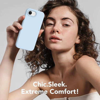 Magnetic for iPhone 17e/iPhone 16e Case, Compatible with MagSafe, [Soft Anti-Scratch Microfiber Lining] Slim Silicone Shockproof Protective Phone Case for iPhone 17e/16e 6.1", Light Blue